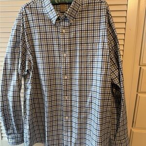 Duluth Trading Co Blue, Green & White Plaid Dress Shirt